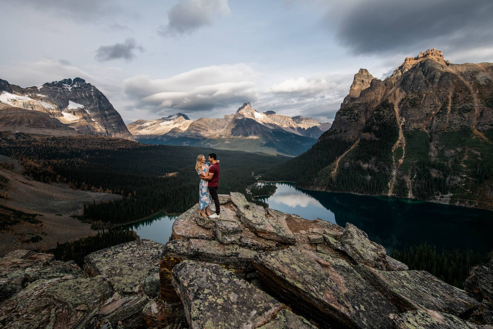 couple standing on the ridge