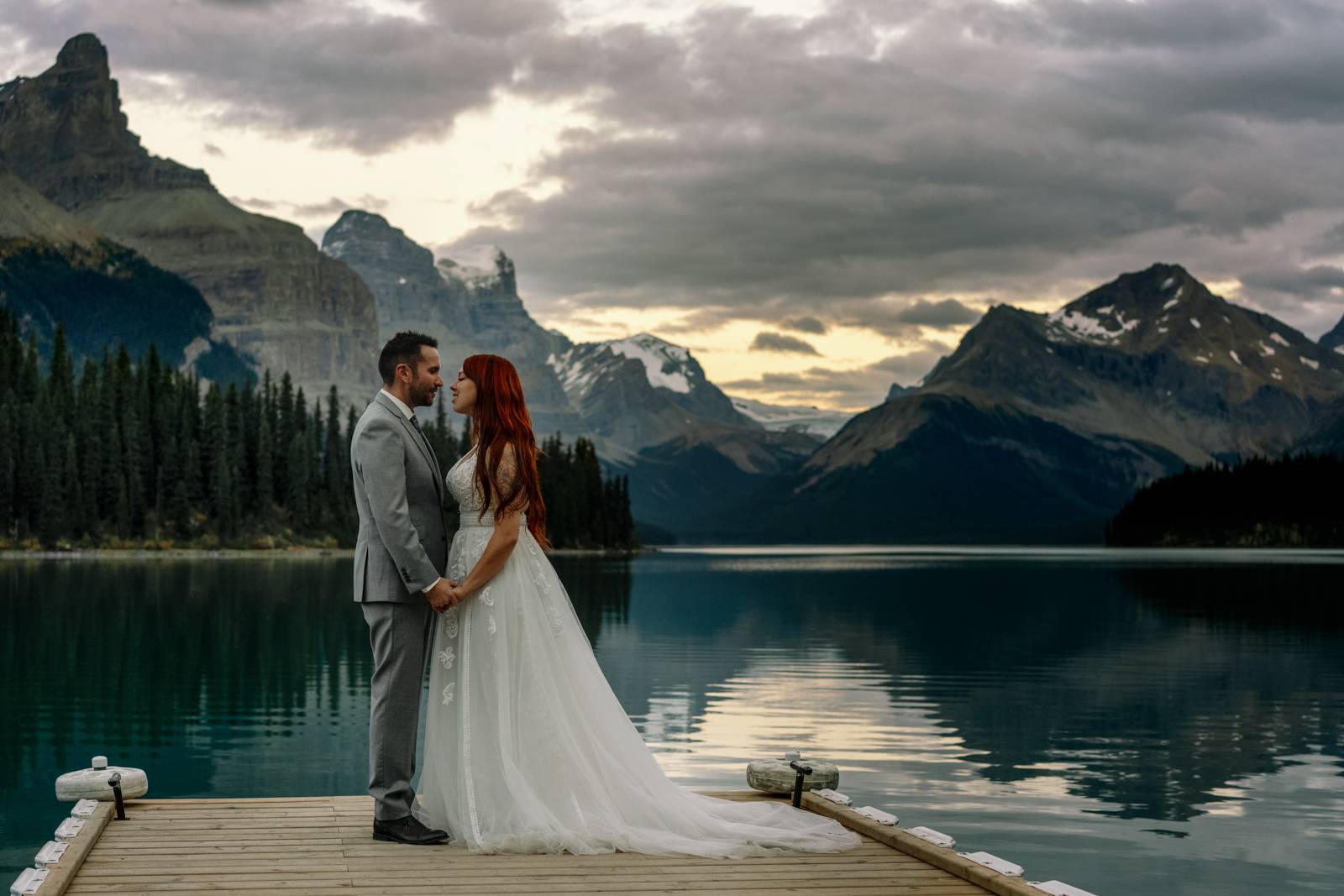 bride and groom portrait at spirit island