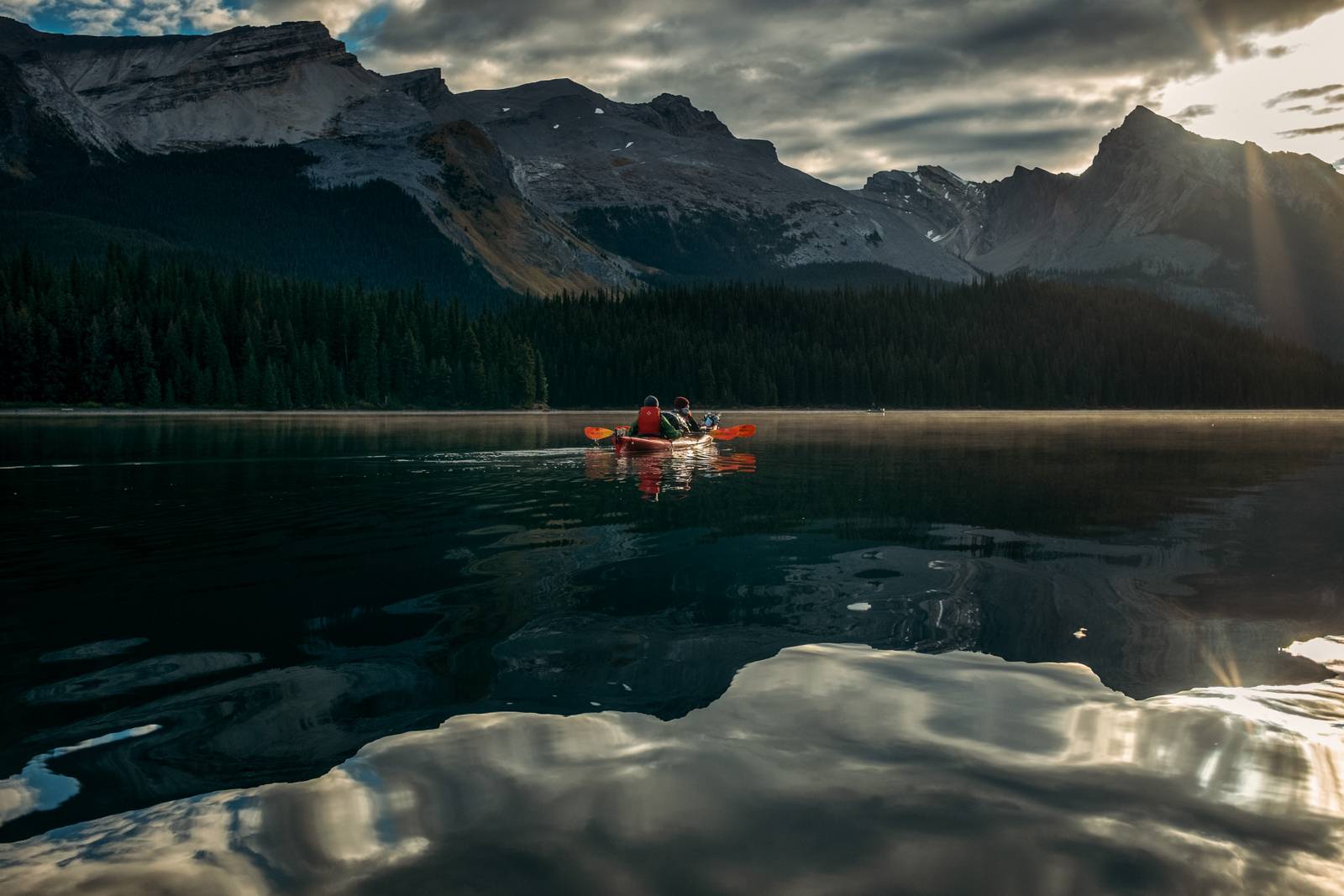 kayaking on Maligne Lake