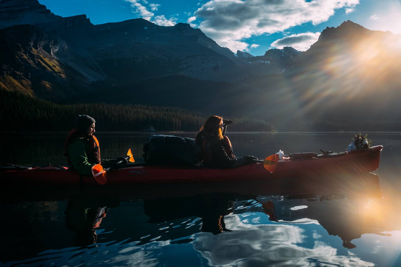 couple in the red kayak