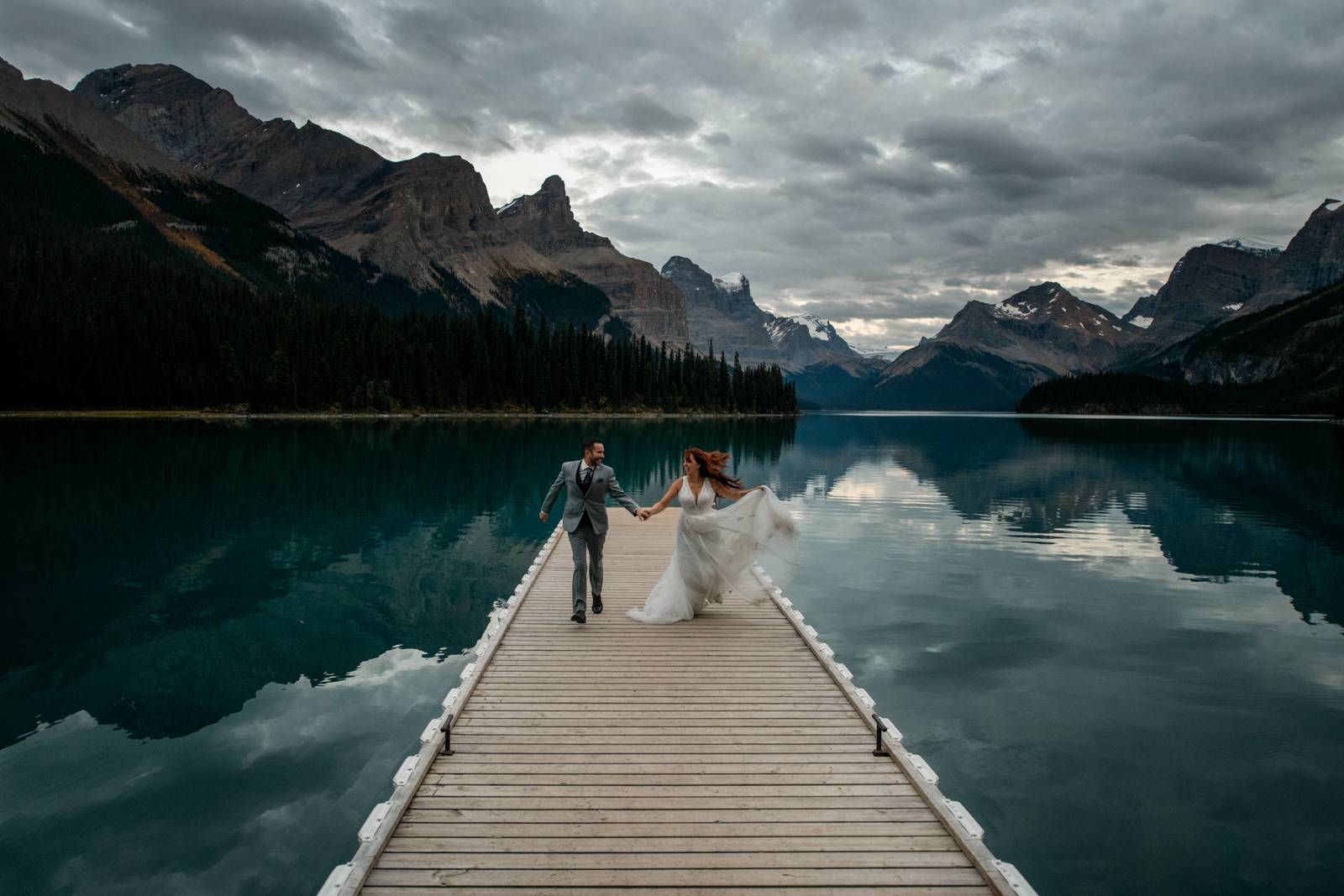 married couple running at spirit island