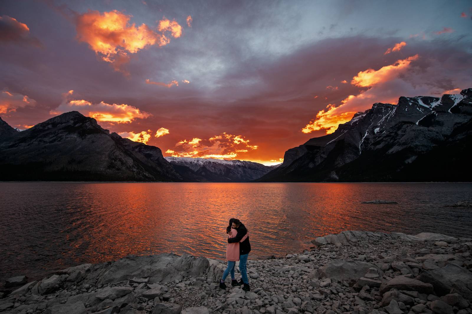 Lake Minnewanka engagement proposal