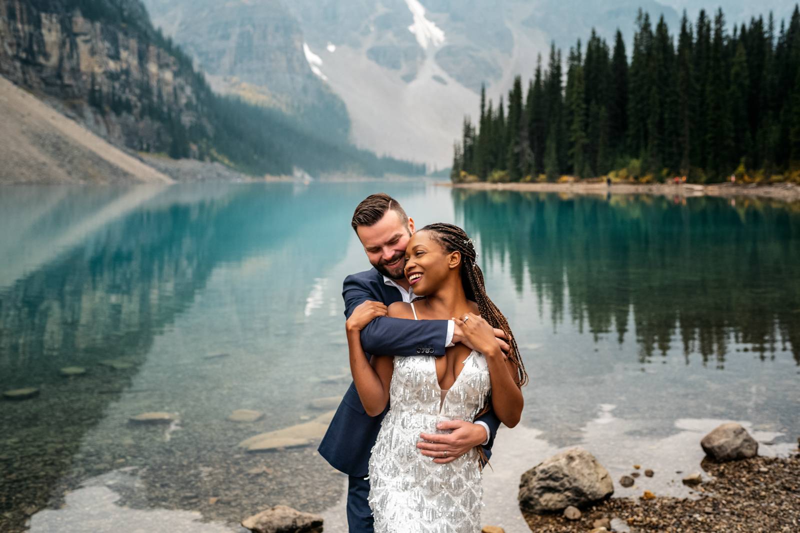 happy moment between eloped couple