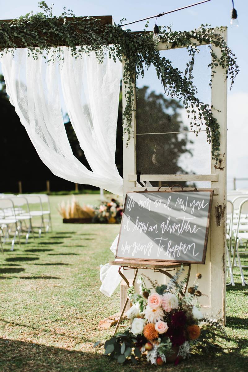 rustic wedding ceremony entry