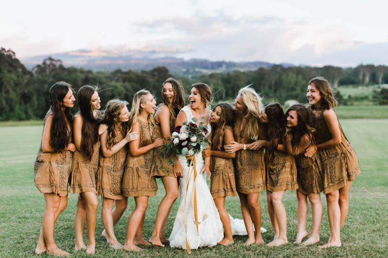 Flapper Inspired Tan Bridesmaids Dresses