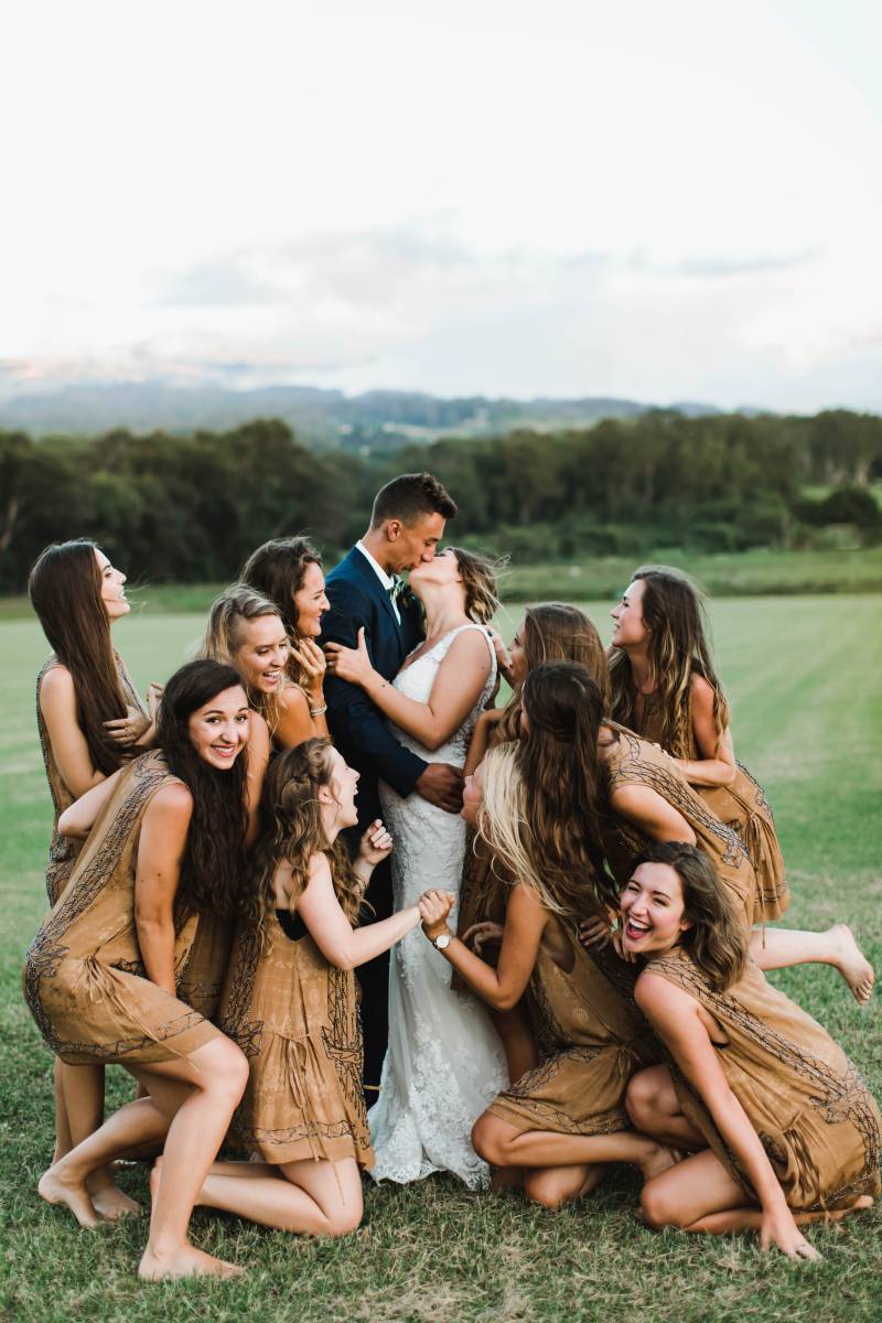 Flapper Inspired Tan Bridesmaid Dresses