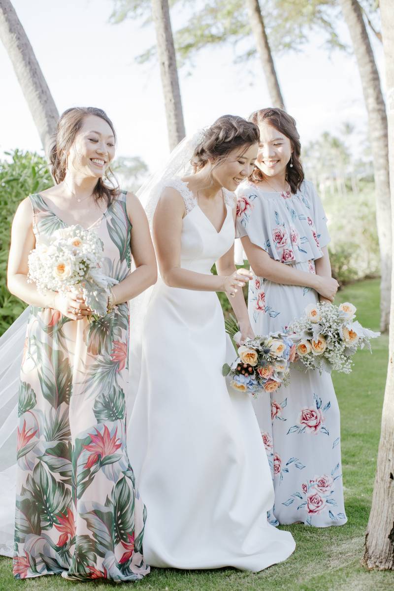 Floral pastel bridesmaid dresses
