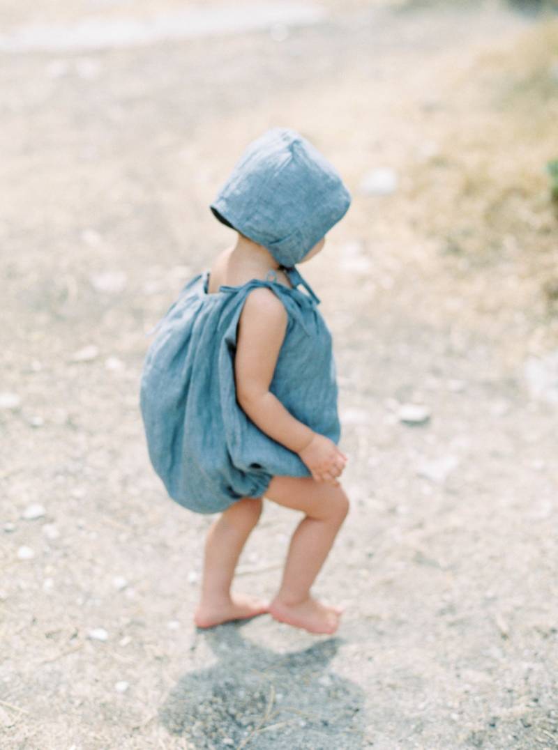 blue linen bonnet baby