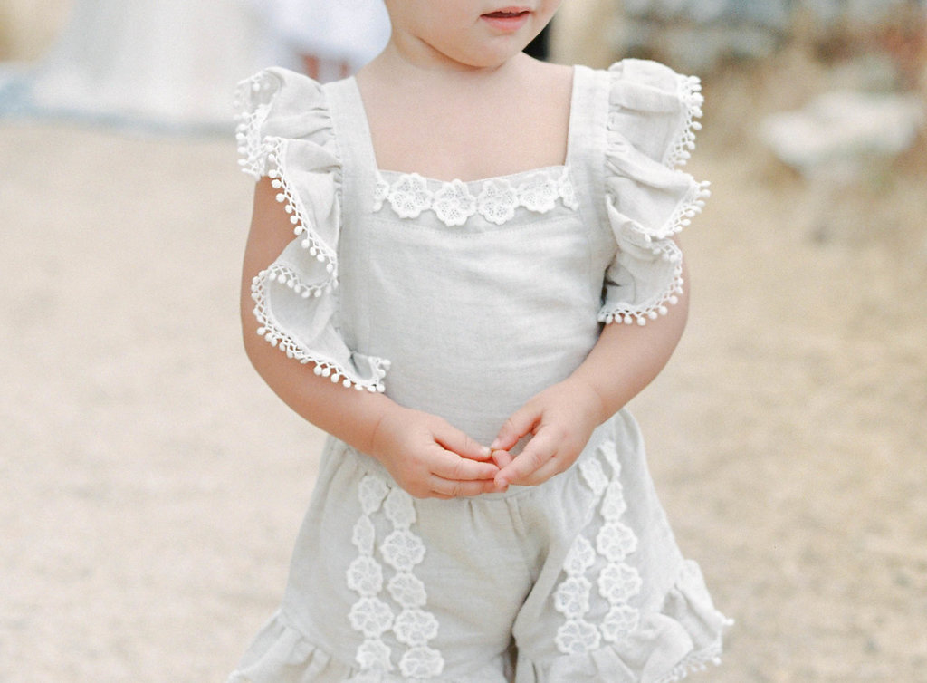 intimate white linen baby flower girl dress