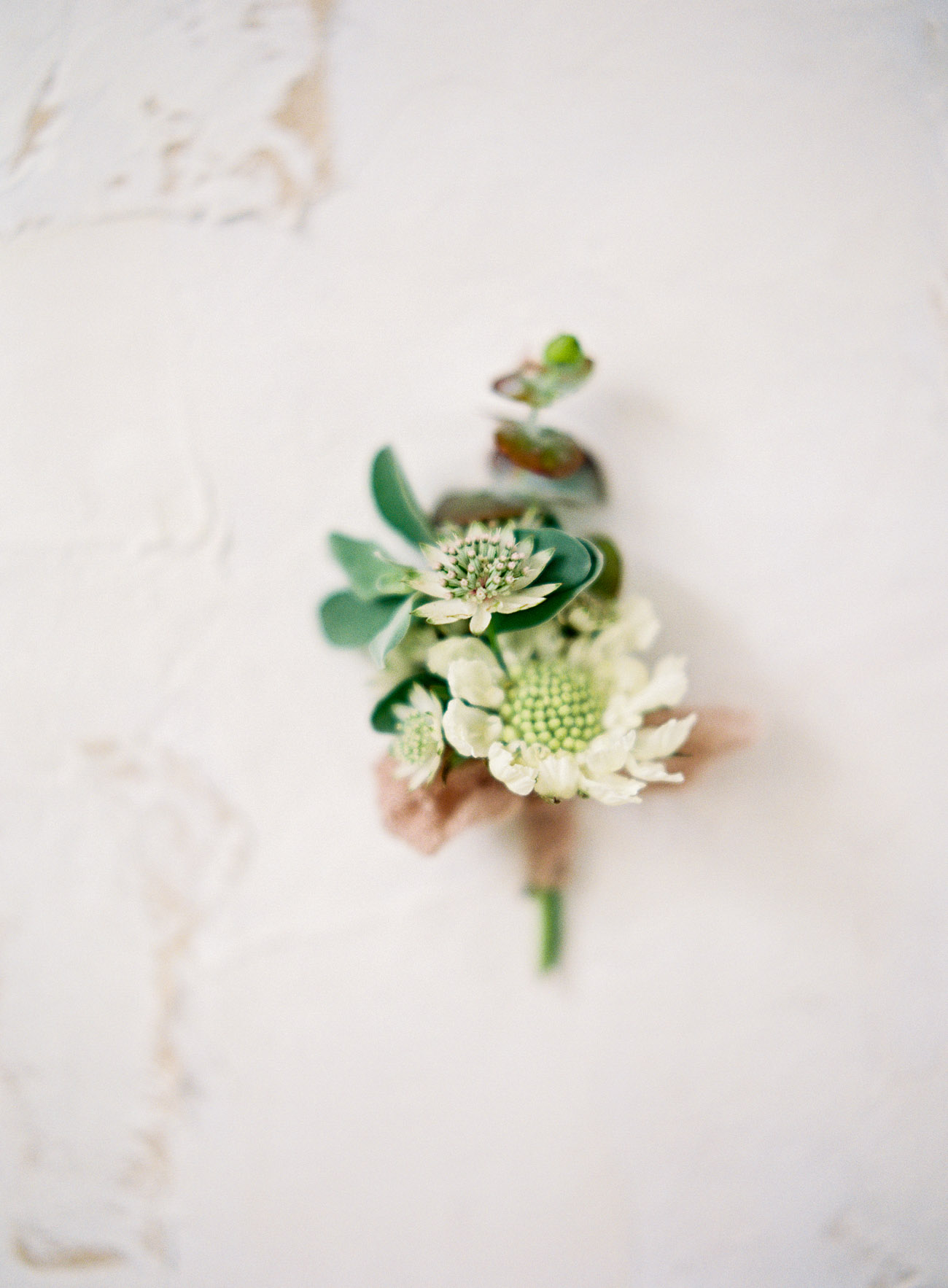 delicate green and blush boutonniere