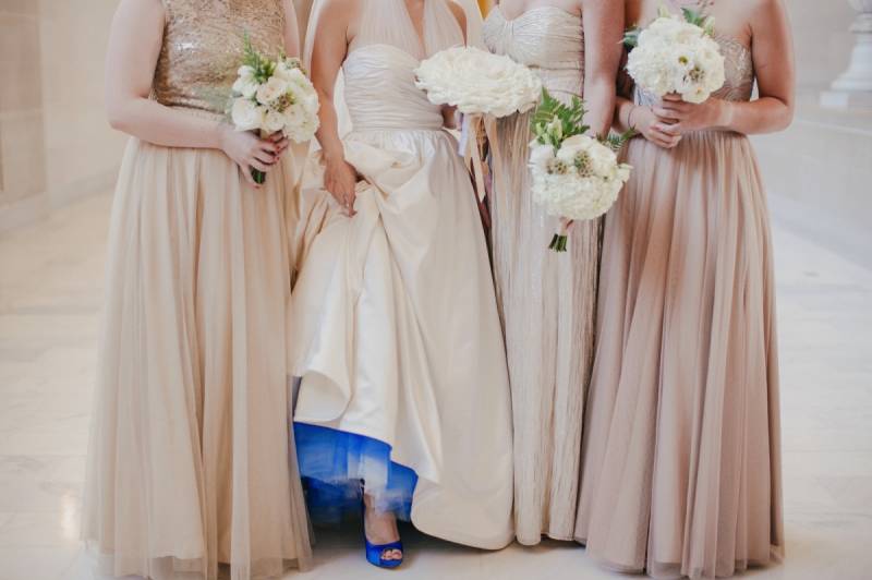 bridesmaids, wedding bouquets, wedding dress