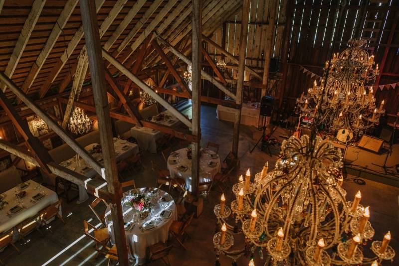 barn wedding, chandelier, farm tables, organic, rustic