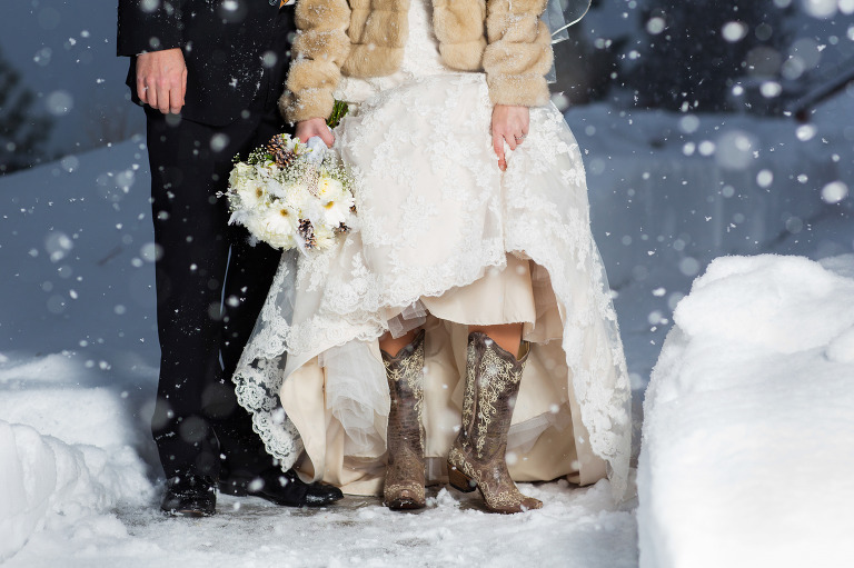 winter wedding boots for bride