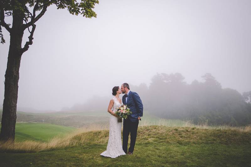 fog wedding, whistling straits wedding, golf course wedding