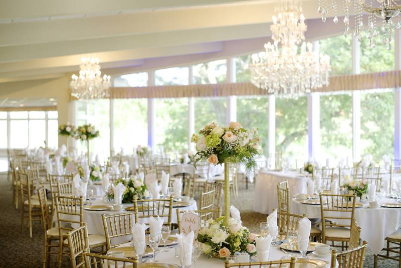 elegant wedding, tall centerpieces