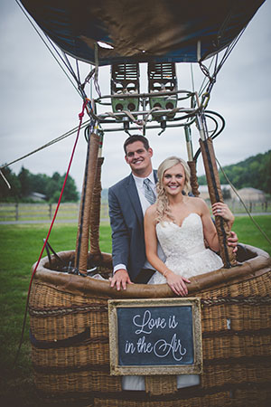 hot air balloon ride, wedding sign, signage, love is in the air