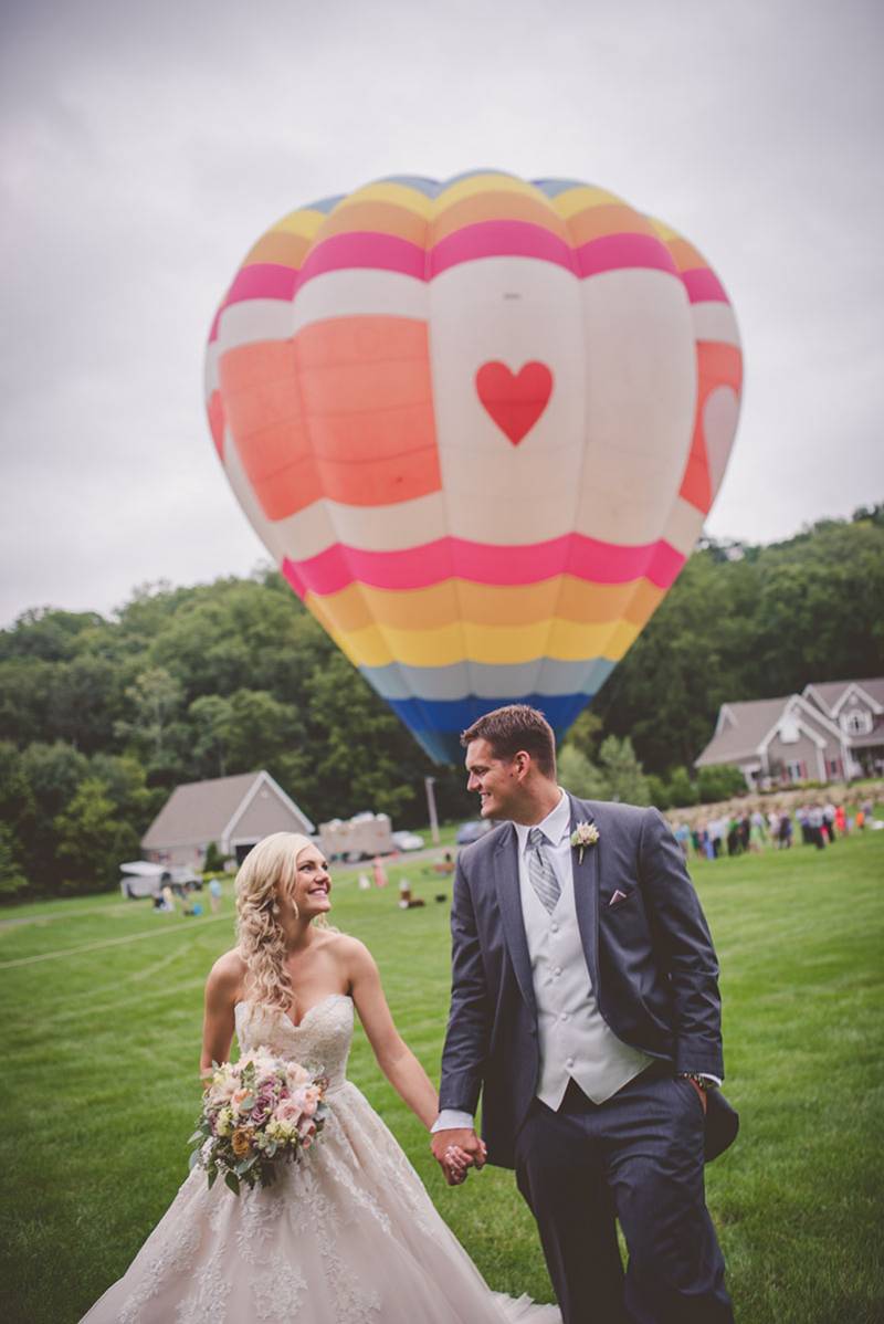 Elegant Hot Air Balloon Wedding In The Country | Tara + Grant | Wisconsin Real Weddings