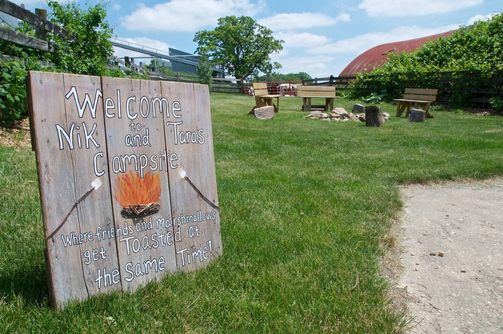 campfire wedding, camp wedding, campsite wedding sign, smore station