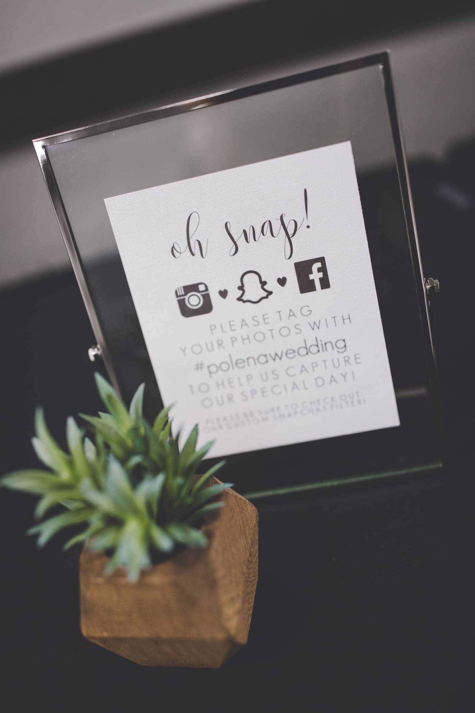 social media sign, signage, wedding hashtag sign, oh snap, photo sign