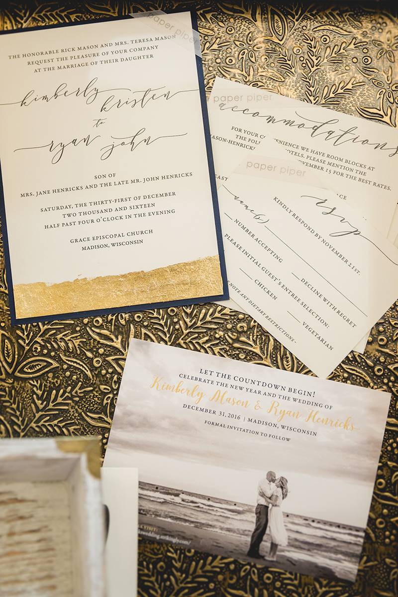 gold calligraphy invitations, paper goods, invites