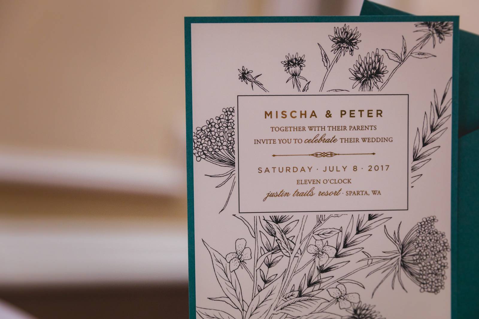 gold foil invitations, turquoise, teal wedding invitations, paper goods, invites