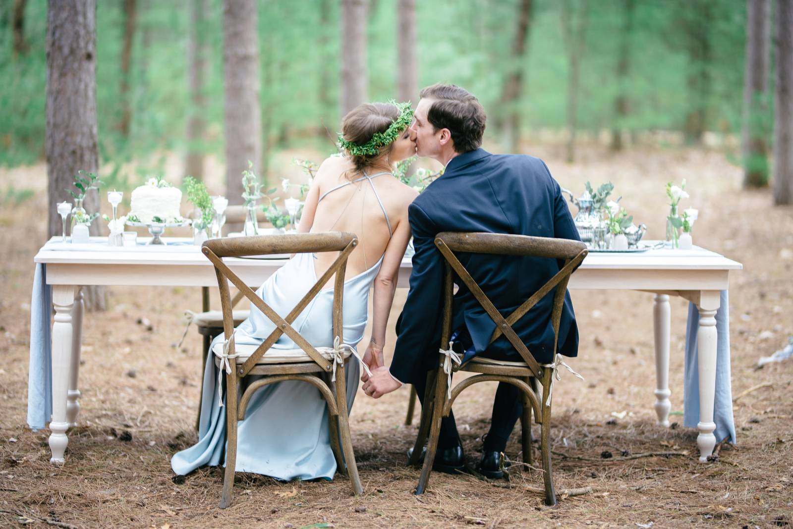 outdoor north woods wedding, woodland wedding, forest wedding, fine art wedding, blue wedding