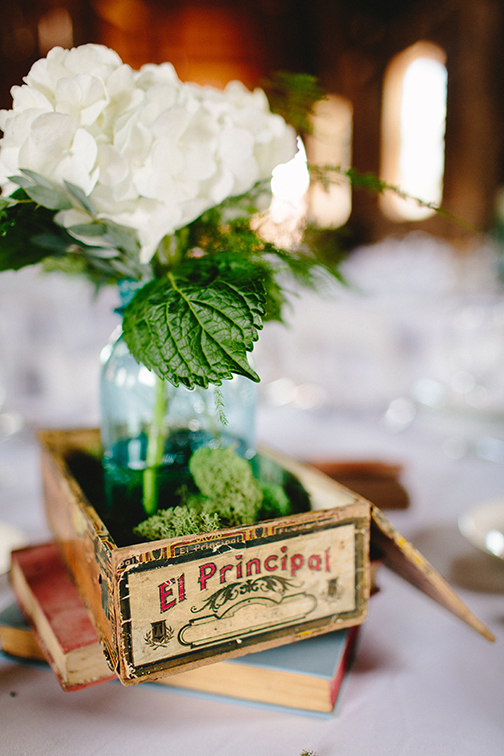 summer barn wedding white centerpieces