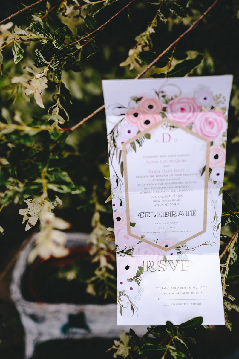 pink blush summer wedding invitations