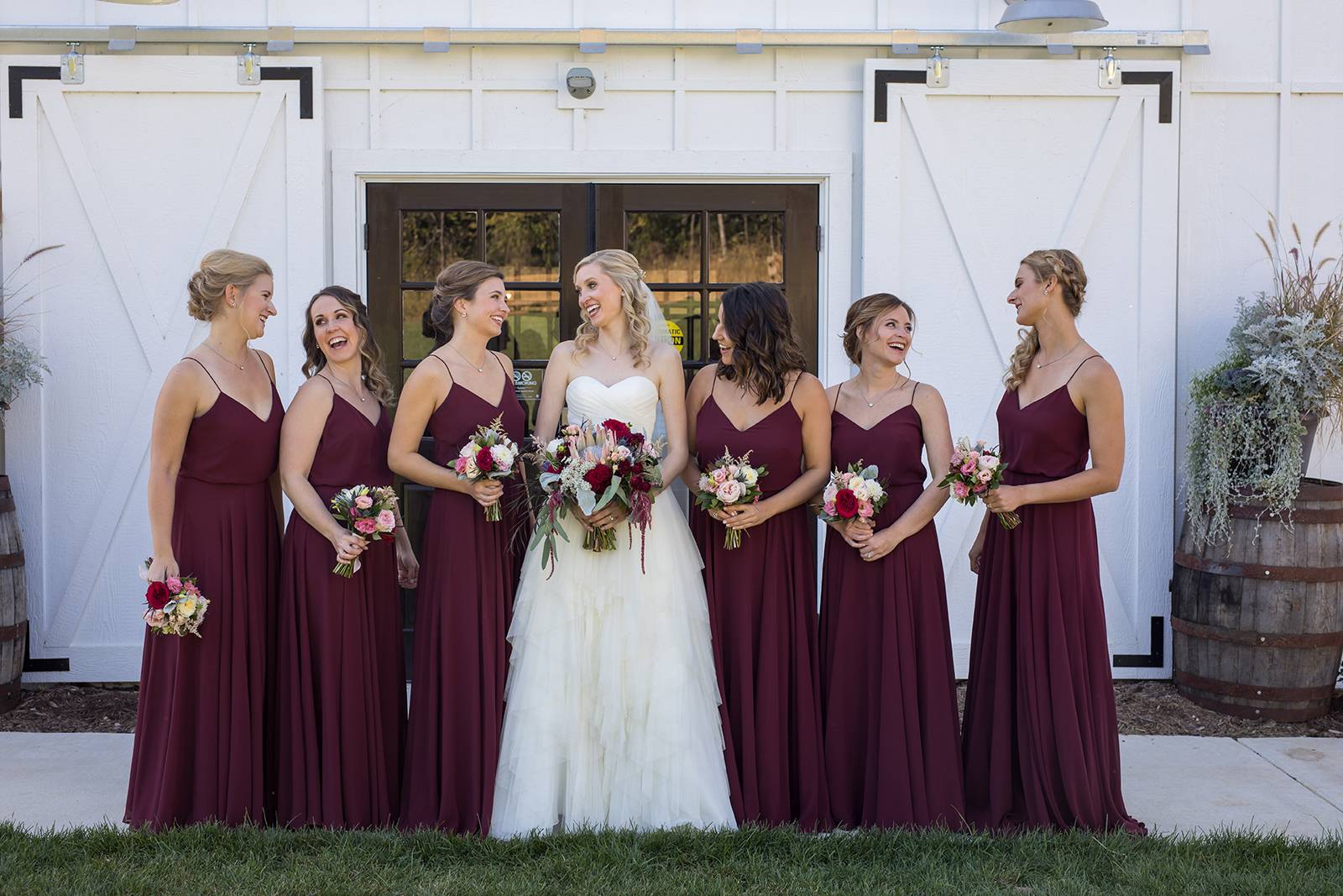 marsala burgundy wedding bridesmaid dresses, fall wedding colors