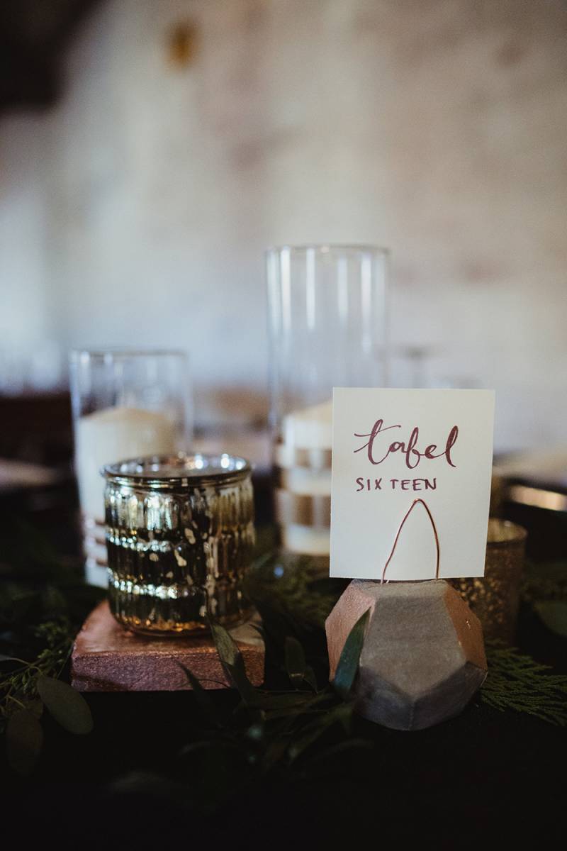 rose gold geometric table numbers, table numbers