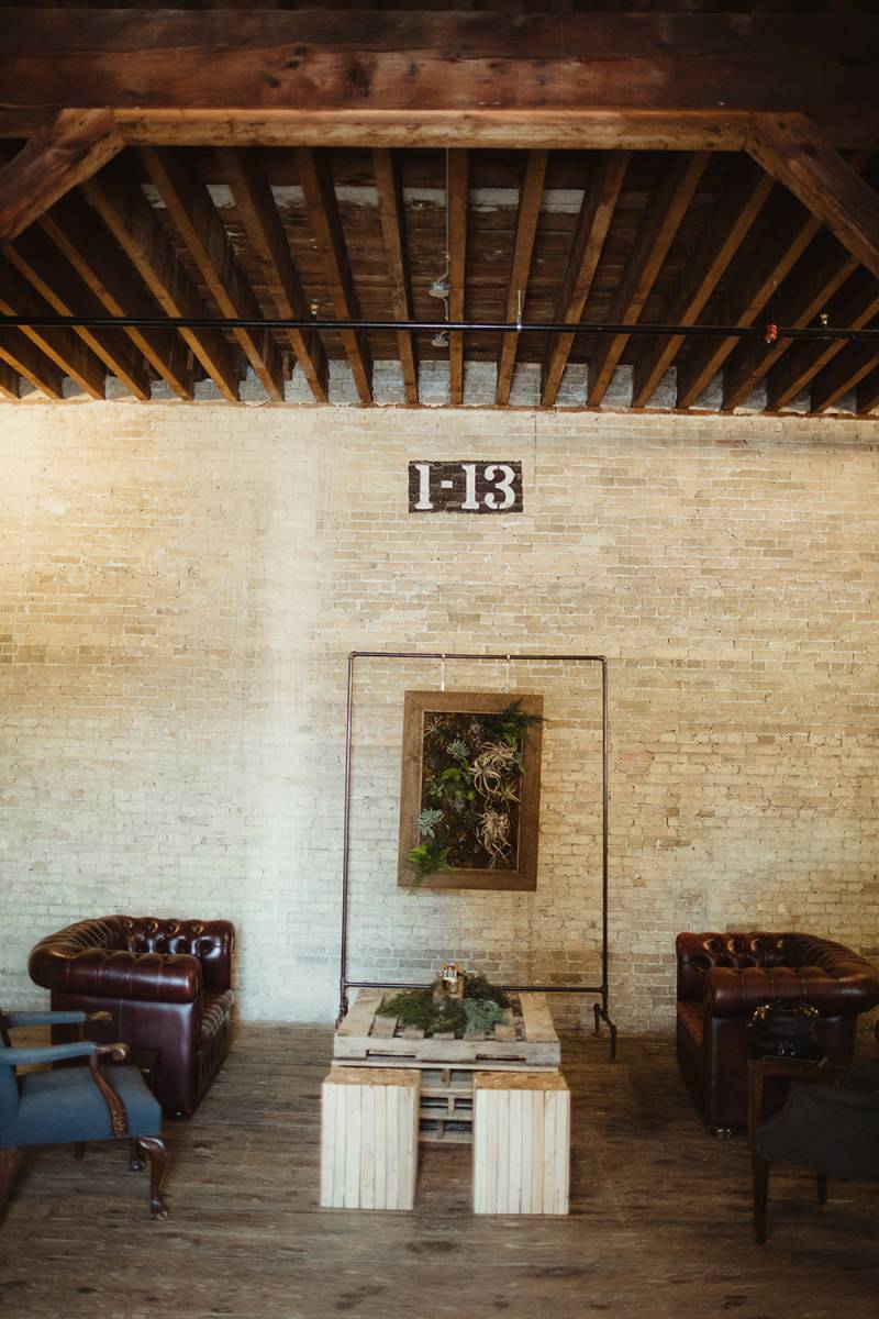 cocktail lounge area, lounge seating, industrial warehouse lounge seating