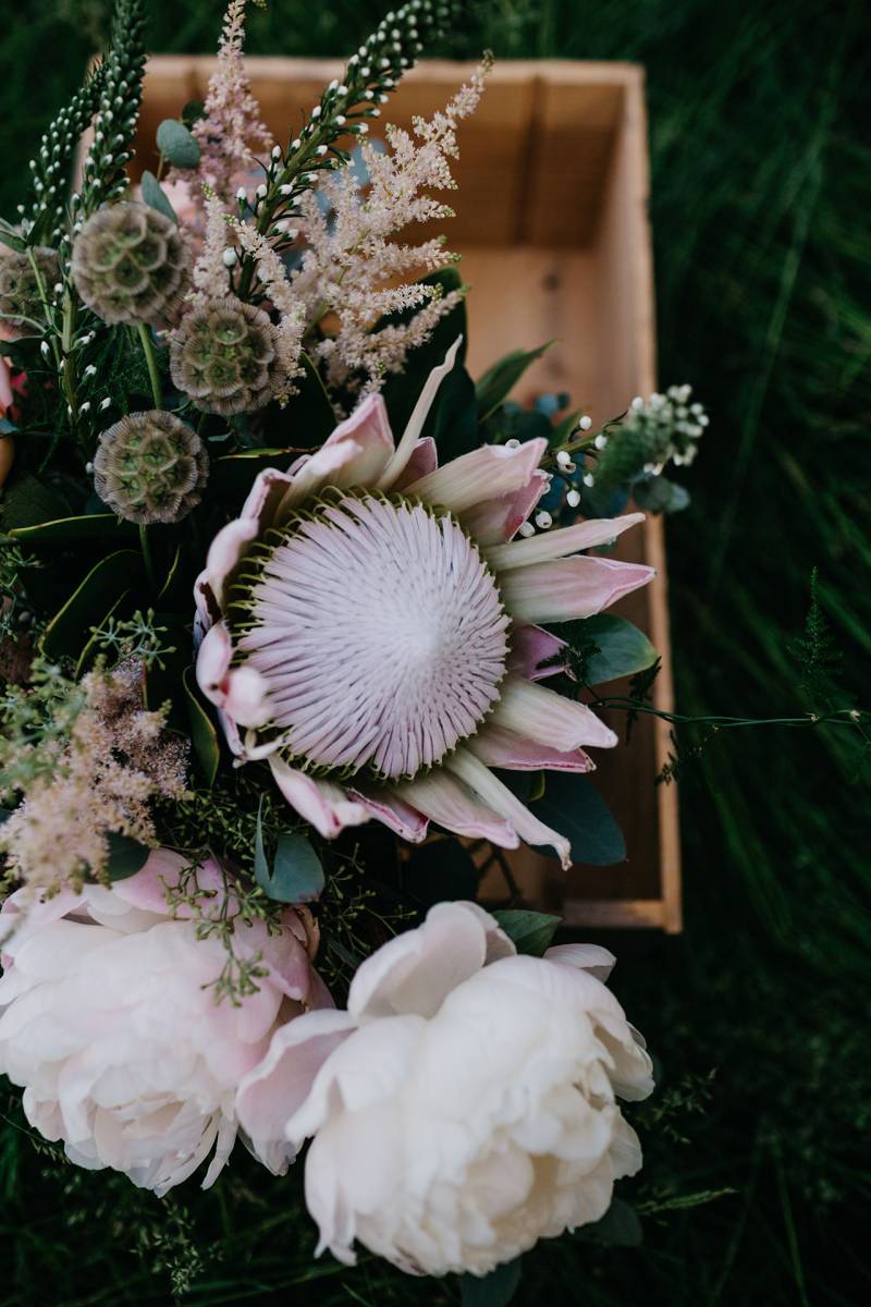 king protea whimsical garden bouquet flowers floral design blooms wedding bouquet bridal bouquet