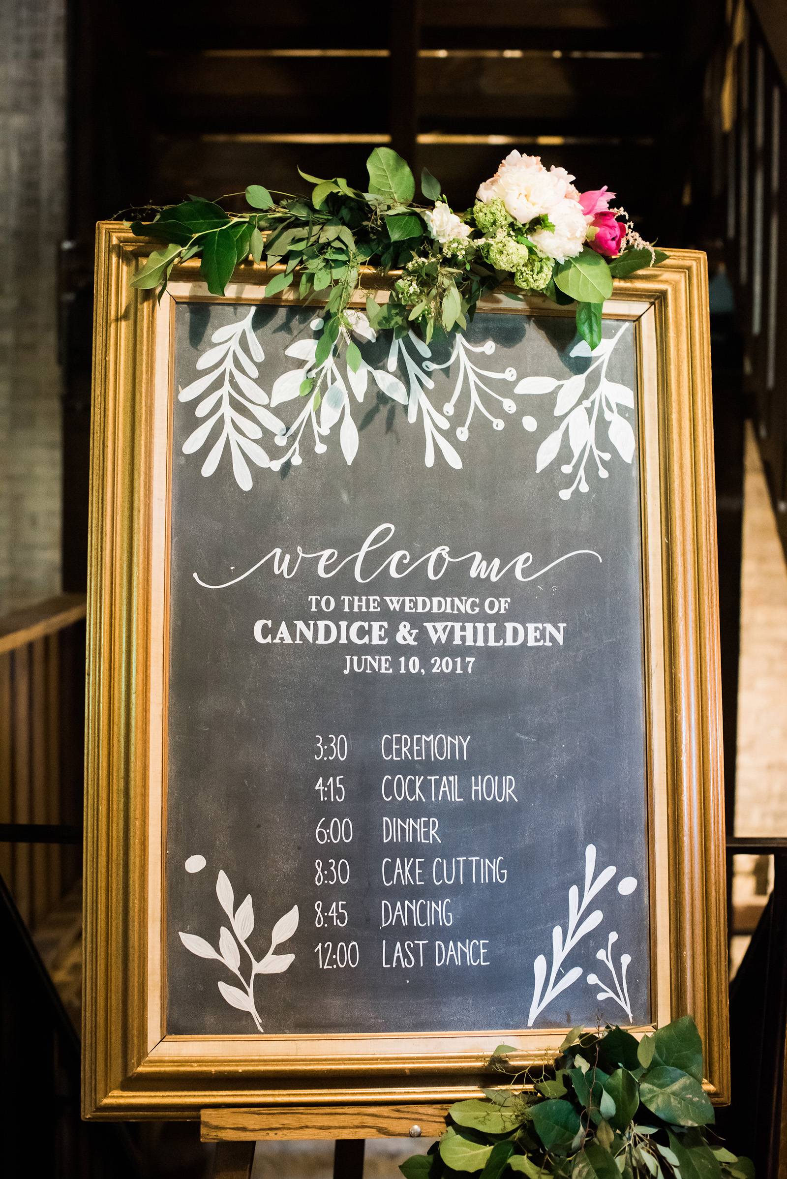 wedding timeline events sign signage ideas decor