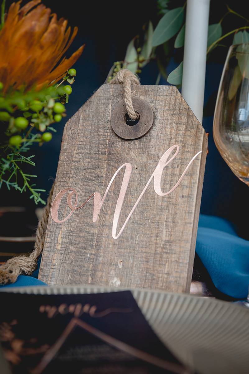 copper wood table number, table numbers