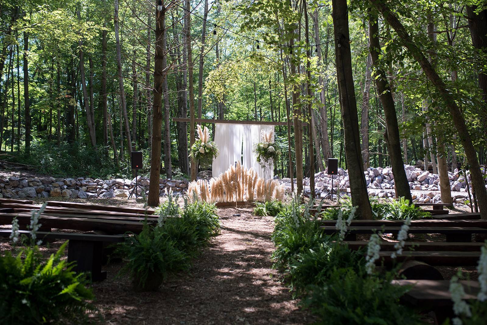 ceremony design outdoor barn wedding ceremony pampas grass