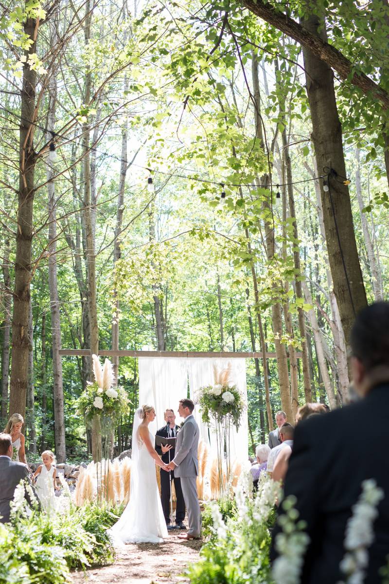 outdoor boho rustic woods ceremony