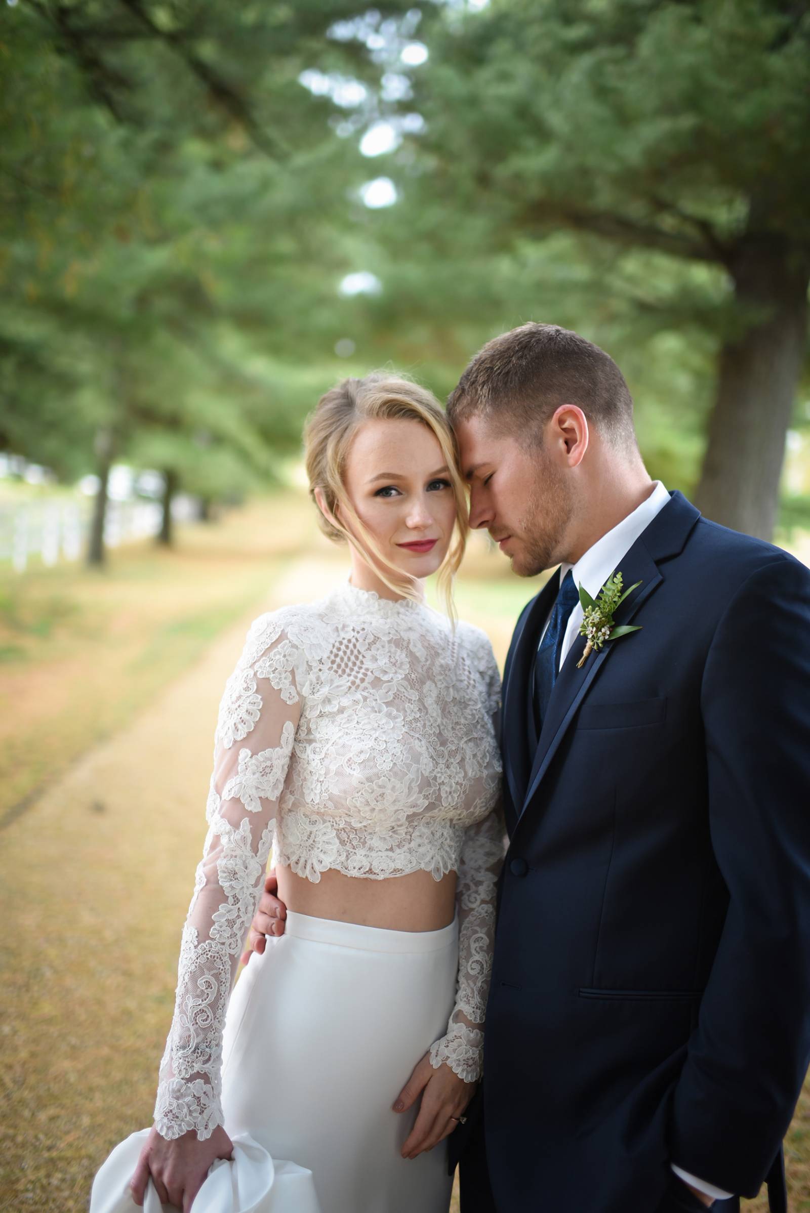 bridal wedding gown, dress, two piece separates, lace long sleeve dress