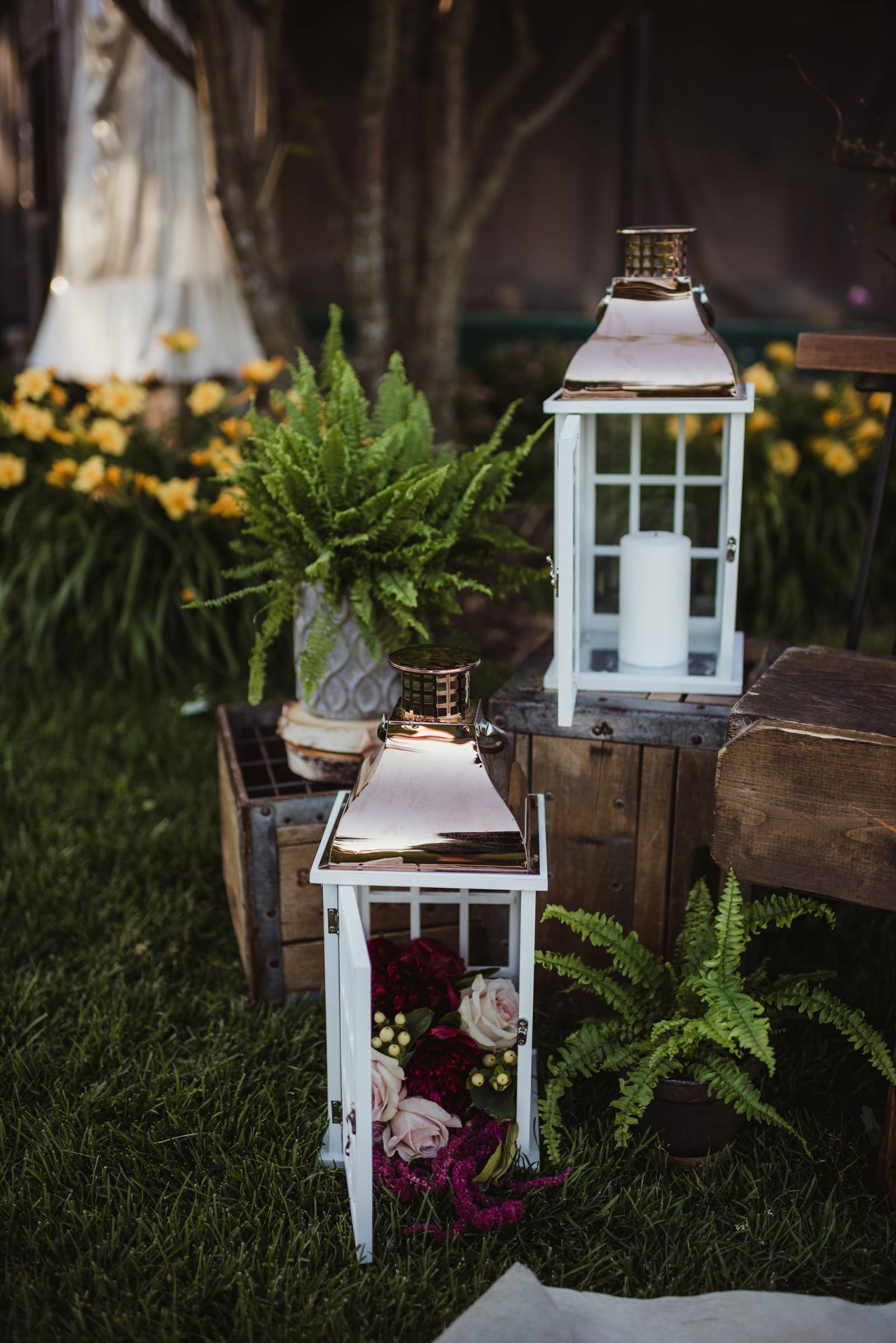 white copper lanterns, lantern