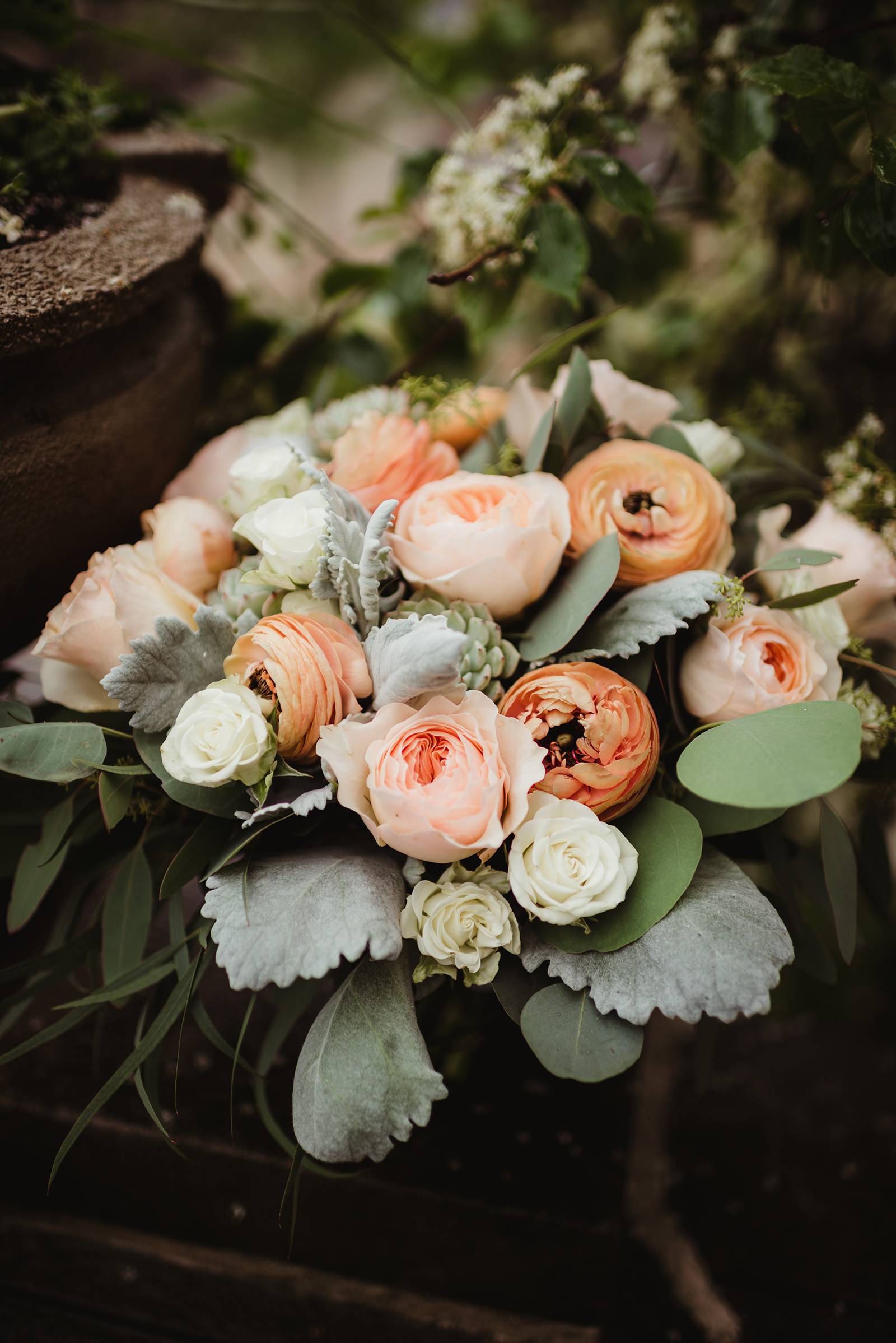 peach bouquet, peach bridal bouquet, peach wedding bouquet