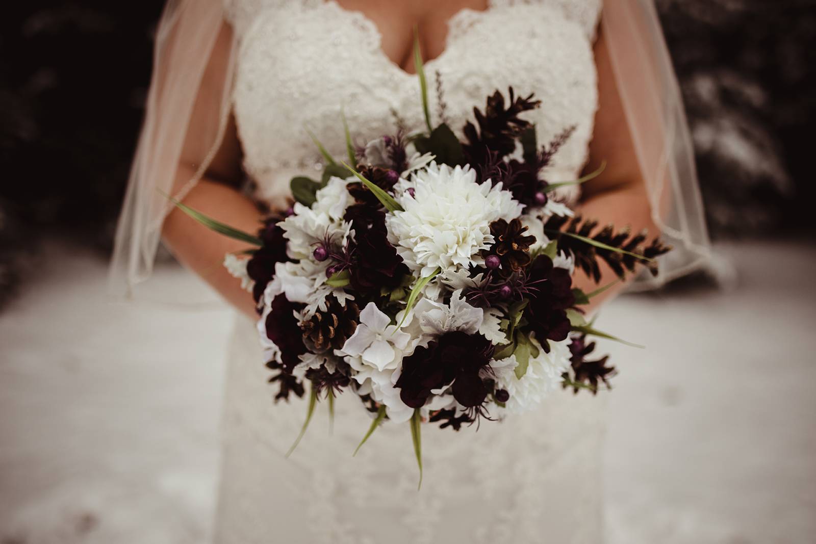 eggplant white bouquet