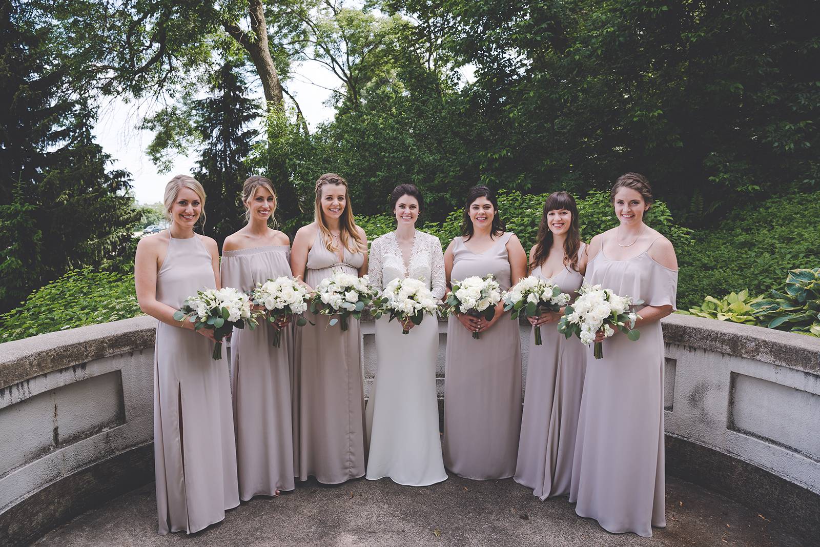 neutral champagne nude bridesmaid dresses