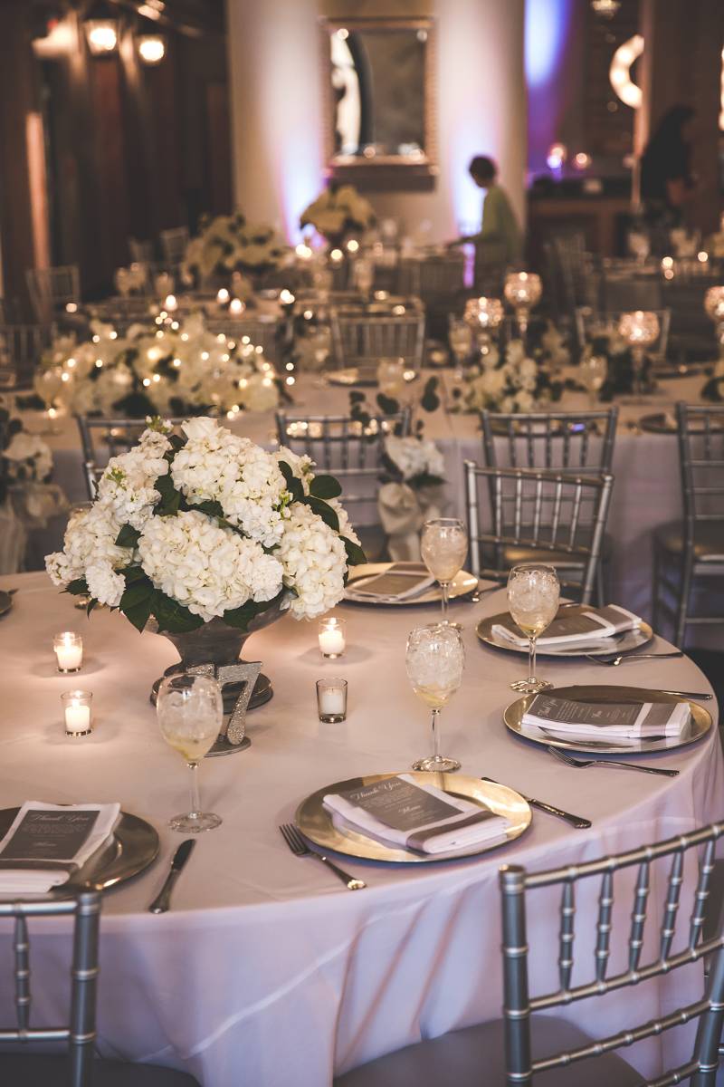 white silver classic elegant wedding reception