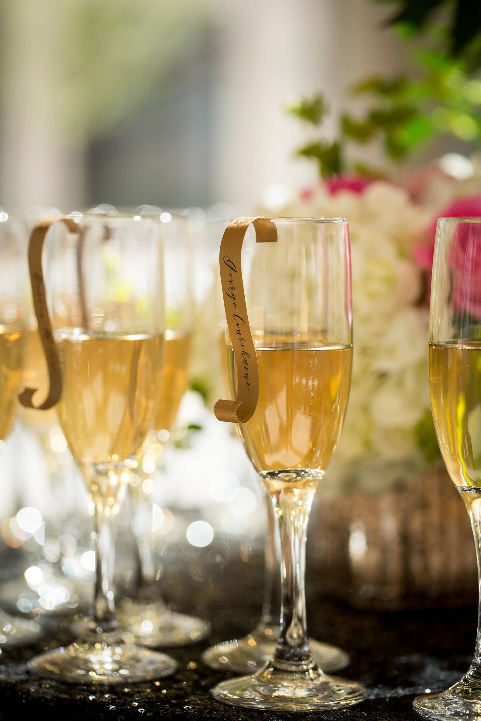 champagne station bar, champagne escort card table, escort card display alternatives