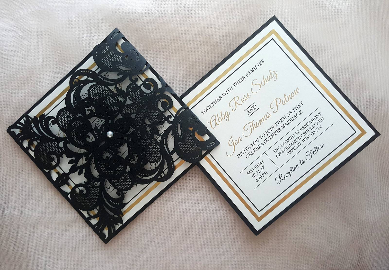 black white gold wedding invitations, invite, invites, invitation suite