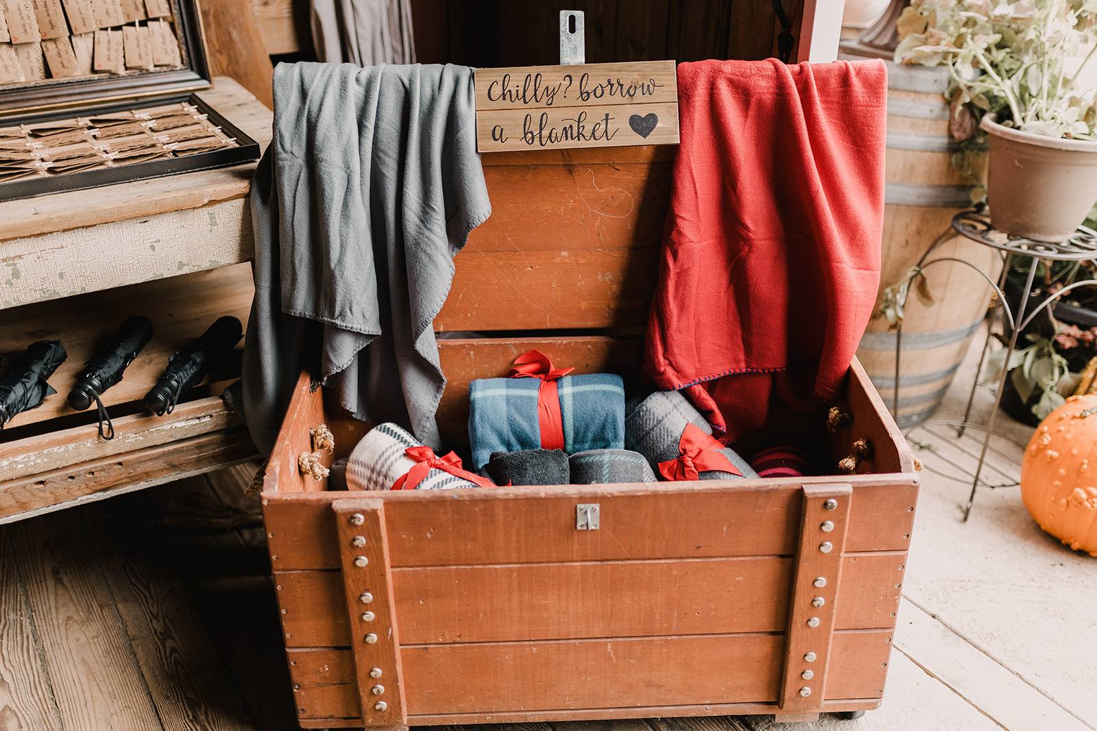 blanket station, fall wedding ideas