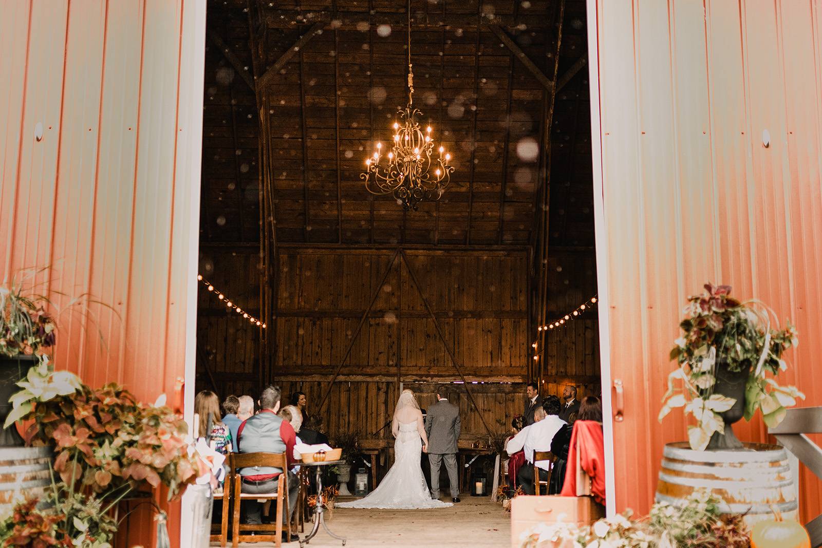 fall barn wedding ceremony, fall barn wedding reception venue