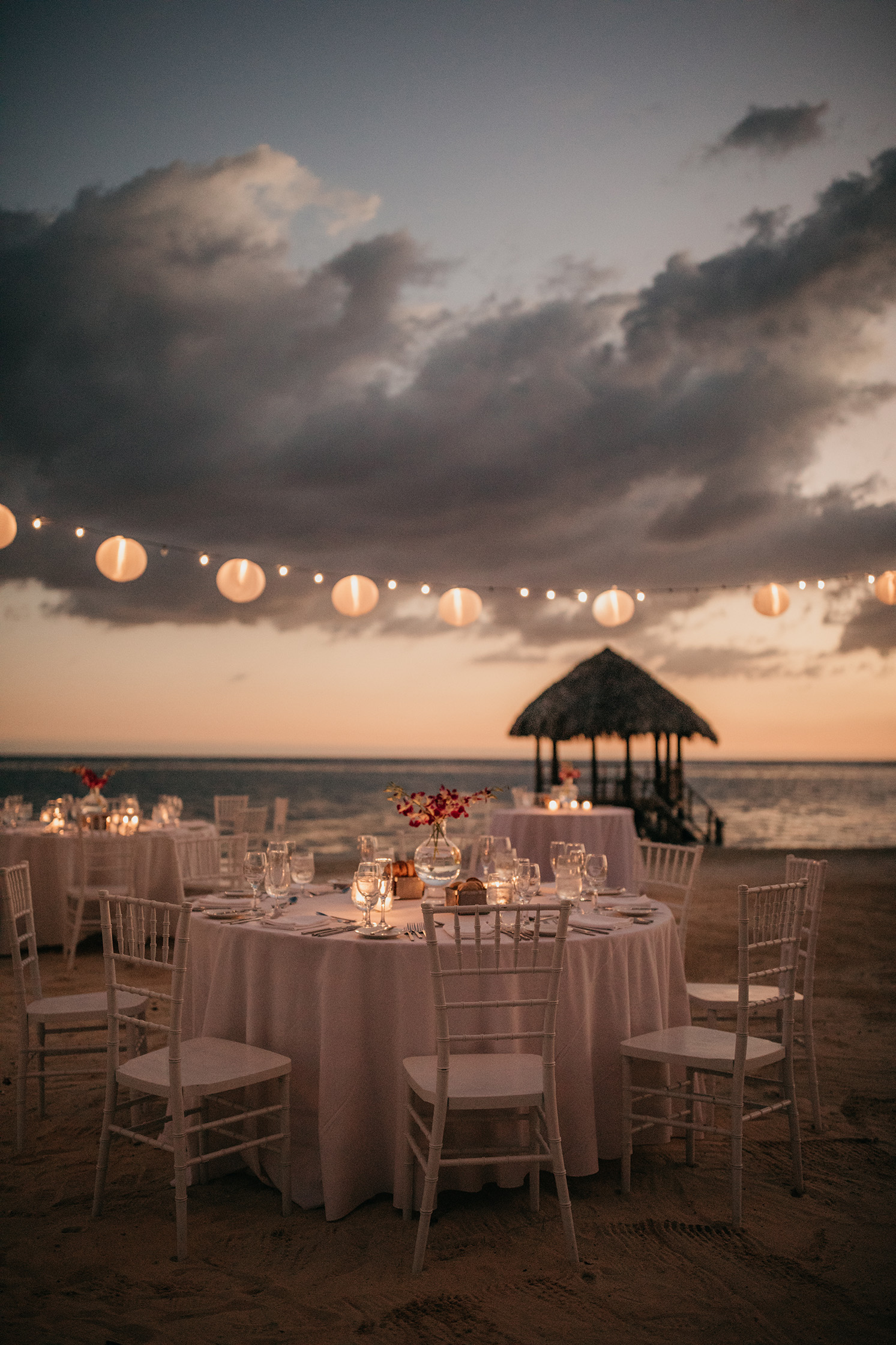 destination beach wedding reception dinner