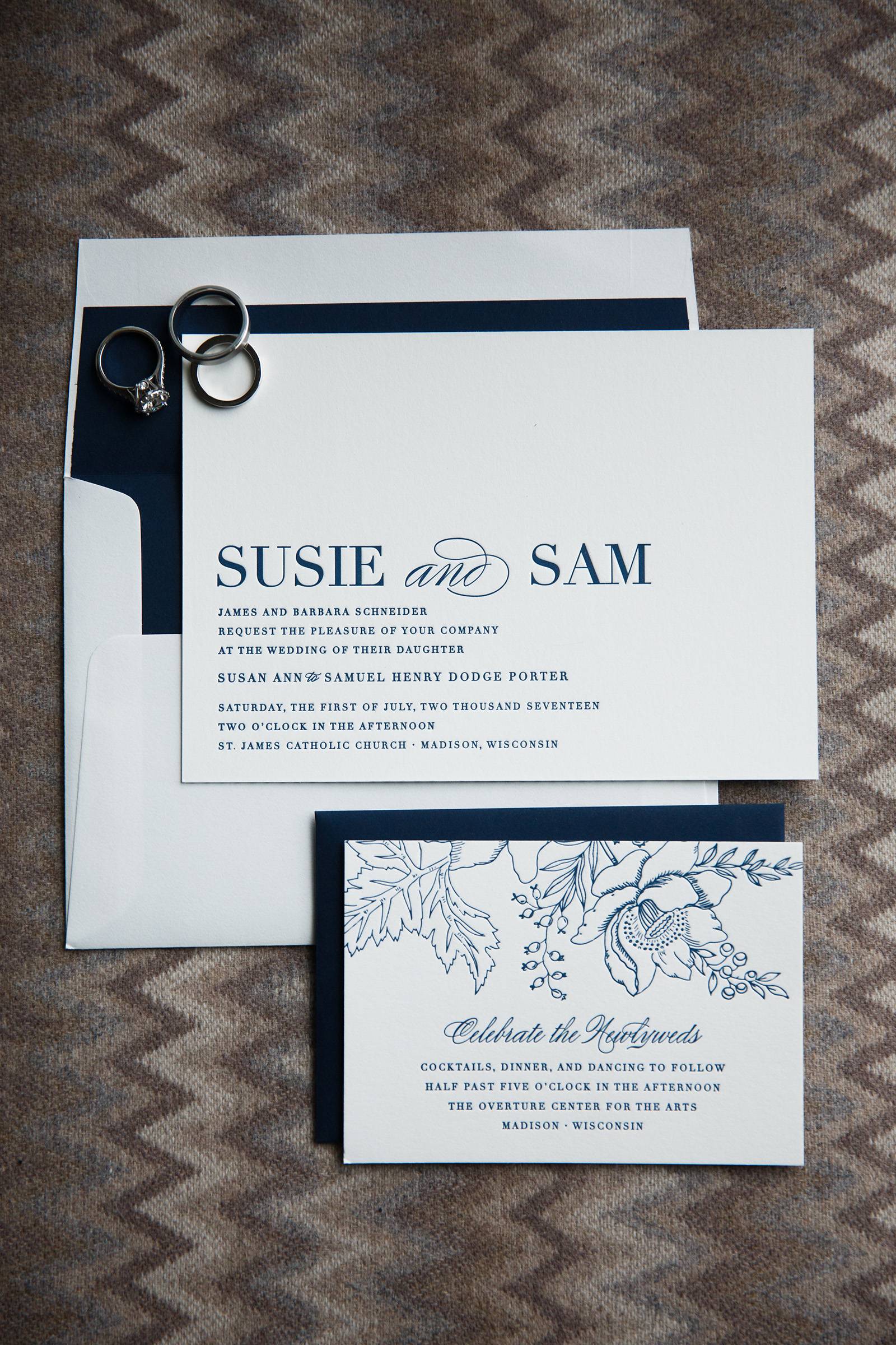 simple navy blue invitations