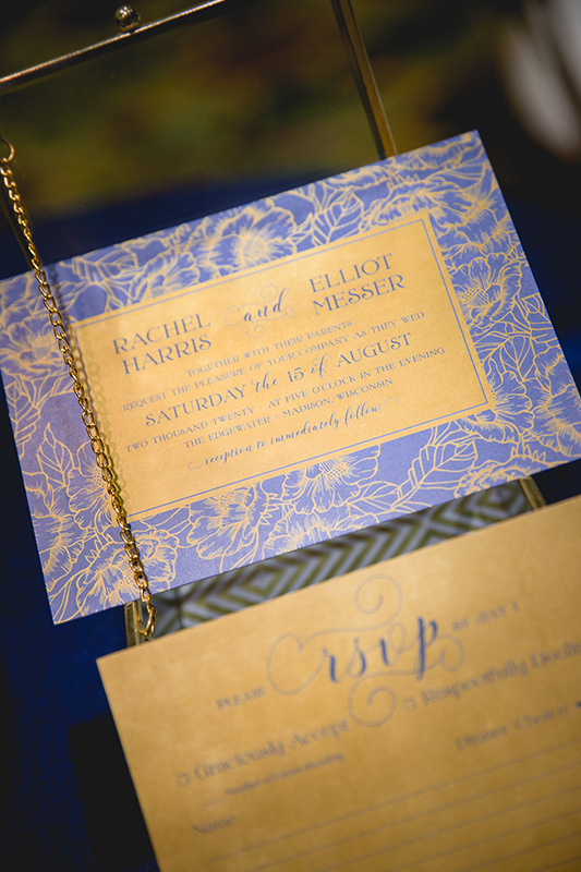 blue gold invitations