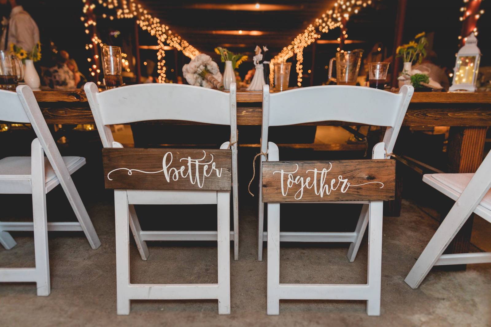 better together chair signs, calligraphy signs